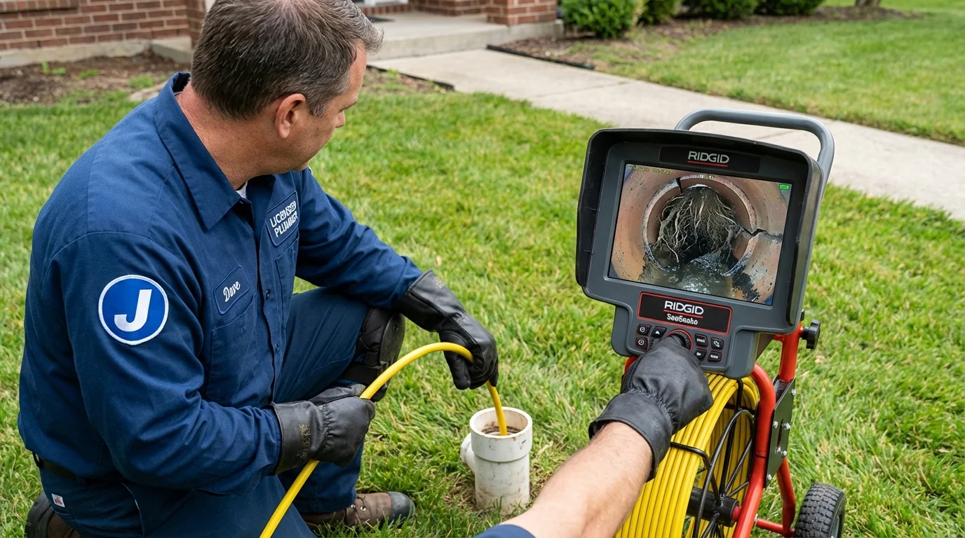 Sewer camera inspection being performed by Johns Plumbing LLC in Carville