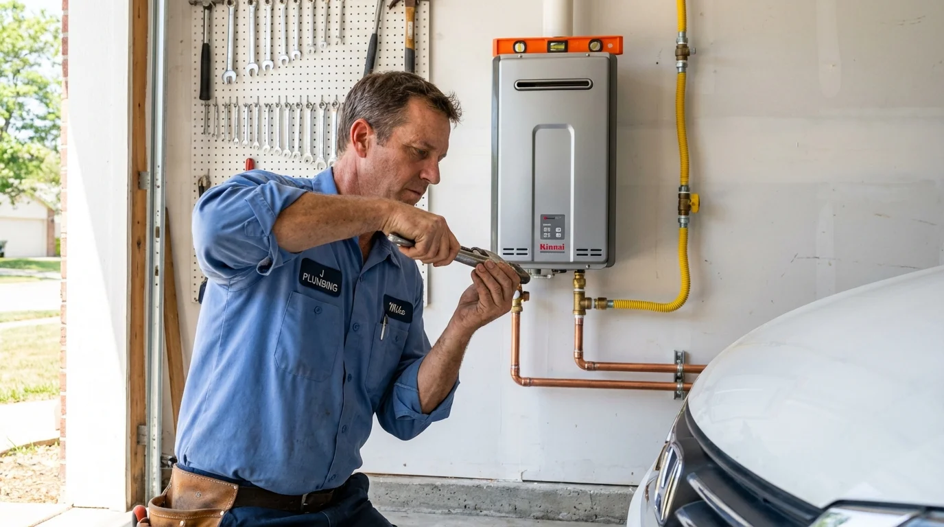 Tankless water heater installation by a Johns Plumbing LLC plumber in Carville